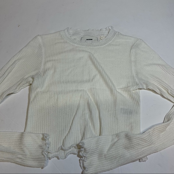 Joah Brown Tops - JOAH Brown CROPPED MockNECK SWEATER